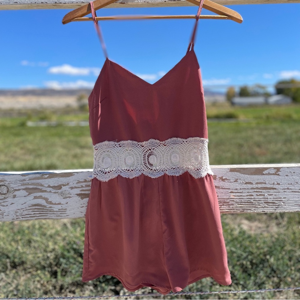 Rue21 Pink Lace Trim Romper